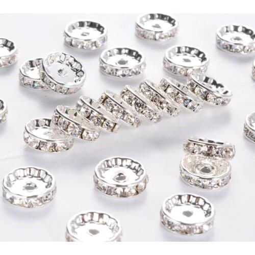 200pcs 12mm Brass Crystal Rhinestone Loose Spacer Beads Rondelle Grade AAA for Jewelry Making DIY Findings Nickel Free 12x4mm