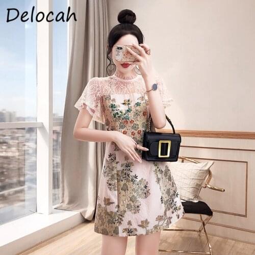 Delocah New 2021 Summer Women Fashion Runway Mini Dress Short Sleeve Gorgeous Crystal Beading Elegant Pencil Dresses Vestidos