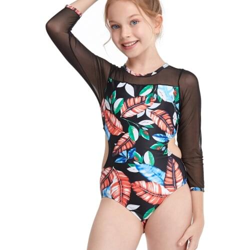 New 2021 Girls swimwear Print Summer One Piece Swimsuit Matching Swimsuit Children Clothing strój kąpielowy dziewczynka E2