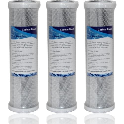 3pcs Water Filter Activated Carbon Cartridge Filter 10 Inch Cartridge Replacement Purifier CTO Block Carbon Filter Waterpurifie