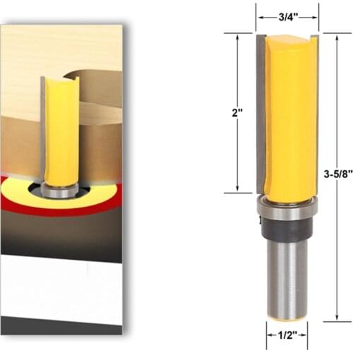1pcs Pattern Flush Trim Router Bit 3/4"W X 2"H - 1/2" Shank