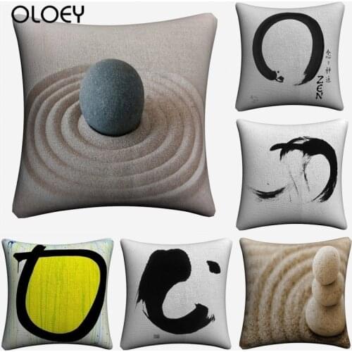 Classic Zen Buddha Statue Linen Soft and Comfortable Pillowcase Size 45x45cm Home Bedroom Office Hotel Car Decoration Pillowcase