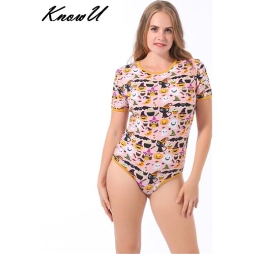 KnowU Sexy Cosplay ABDL Adult Baby Romper Onesie Printing Costume Diaper Lover Halloween