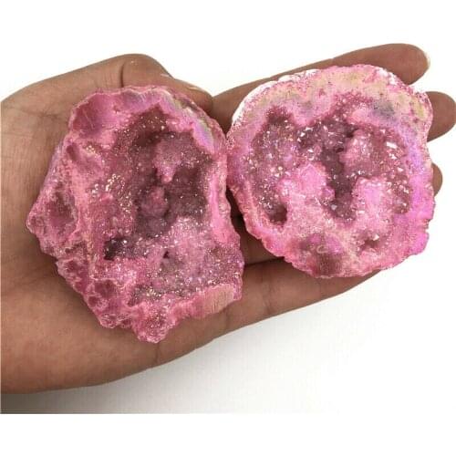 Beautiful Pink Titanium Aura Agate Quartz Cluster Crystal Points Geode Minerals Specimen Decorative Quartz Crystals