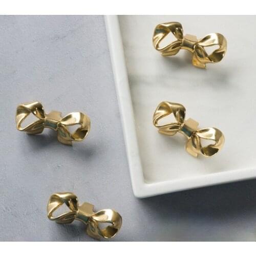Bowknot Shape Brass Handle Luxury Handmade Knobs wardrobe Cabinet Shoe Cabinet Drawer Cabinet Cabinet Small Handle Single Hole