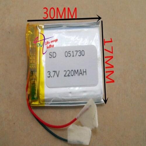 Best battery brand MP3 MP4 free shipping Bluetooth cell 3.7V tablet 051730 501730 220MAH Recorder