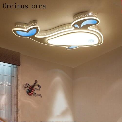 Cartoon creative dolphin LED ceiling lamp childrens room boys and girls bedroom Mediterranean fish protective eye ceiling lamp
