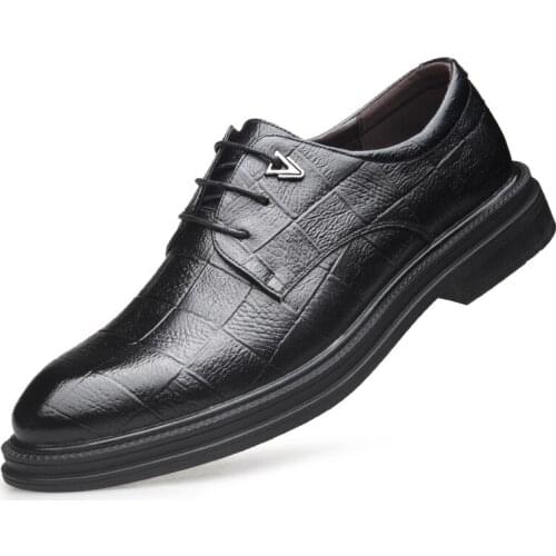 A76 Mens Shoes Korean Trend Pointed Casual Comfortable All-match Fashion Leather Shoes Male Invisible Inside Heighten Leather