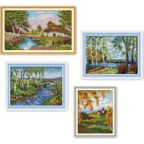 Everlasting Love The Scenery Of The Countryside Chinese Cross Stitch Kits Ecological Cotton Printed 11 DIY Christmas Decorations