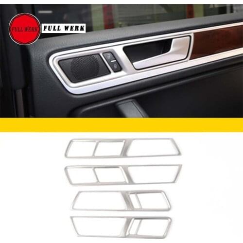 Set of 4pcs Car Styling Inner Door Handle Trim Decoration Sticker Cover for VW Touareg 2011 2012 2013 2014 2015 2016 2017 2018