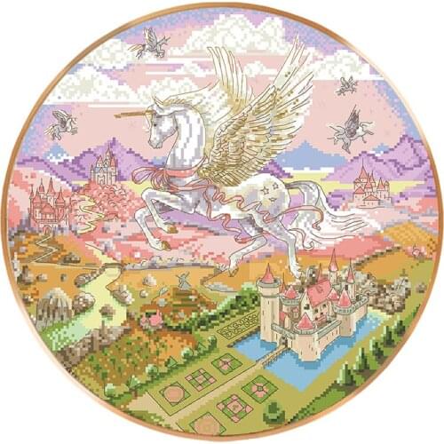 Unicorns Counted Cross Stitch Kits Printed Fabric 11CT Embroidery Needlework Sets 14CT Cartoon Cross-Stitch Home Decor Paintings