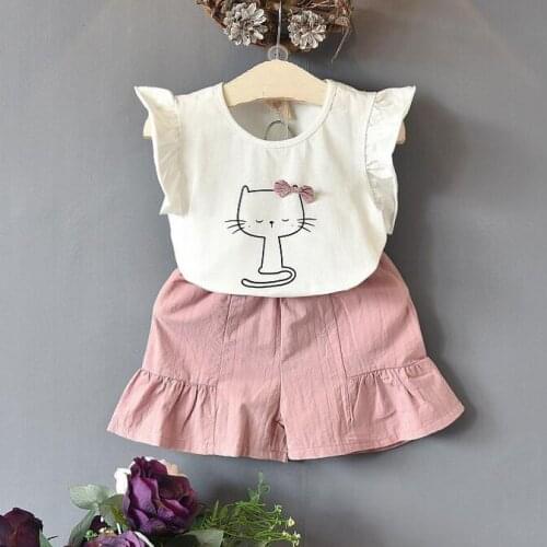 2018 new spring autumn/winter/summer Girls Kids Boys Cat bow suit comfortable cute baby Clothes Children Clothing