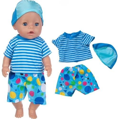 2021 New Pattern Clothes Three Piece Geometric Ball Stripe Set Fit 18 Inch American&43cm Baby New Born Doll Clothes Accessories