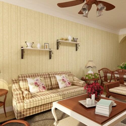 Beibehang American country living room with high environmental wallpaper retro nostalgia Wide vertical stripes wallpaper