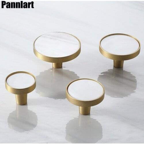 Pannlart 1 Pc White Shell Brass Handle Table Cabinet Single Hole Knob Wardrobe Door Pulls Kitchen Cabinet Handle Home Hardware