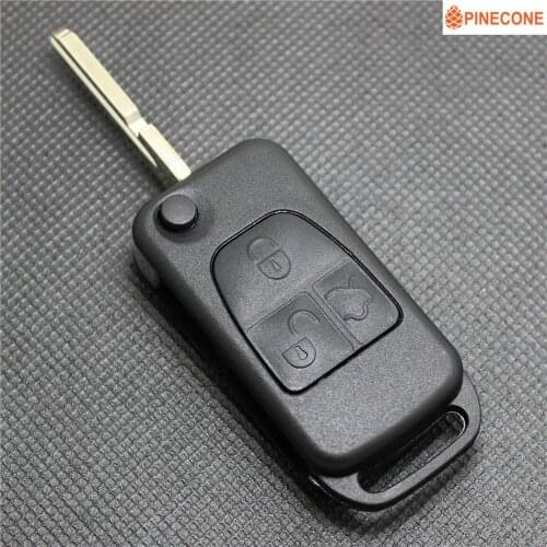 PINECONE for MERCEDES BENZ W140 C E S ML Series Key Case 3 Buttons Uncut HU39 Blade Replace Remote Car Key Fob Shell