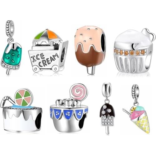 Genuine 925 Sterling Silver Ice cream vending car charms Beads Fit Original European Charm Bracelet Jewelry making 2020