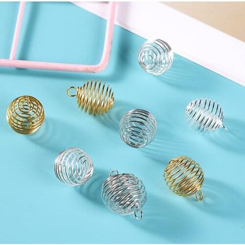 10Pcs/set And 4 Sizes Spiral Bead Cages Pendants Gold Silver Color For Diy Crystals Stones Jewelry Making Craft Supply