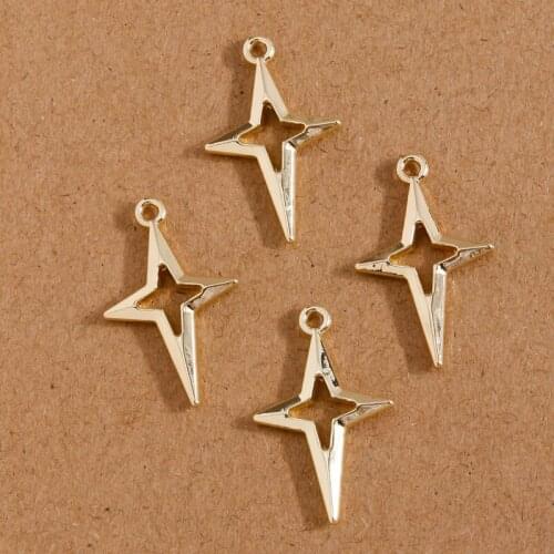 8pcs 15*25mm Alloy Charms Gold Color Star Charms Pendants for Jewelry Making Necklaces Earrings Bracelets DIY Handmade Crafts