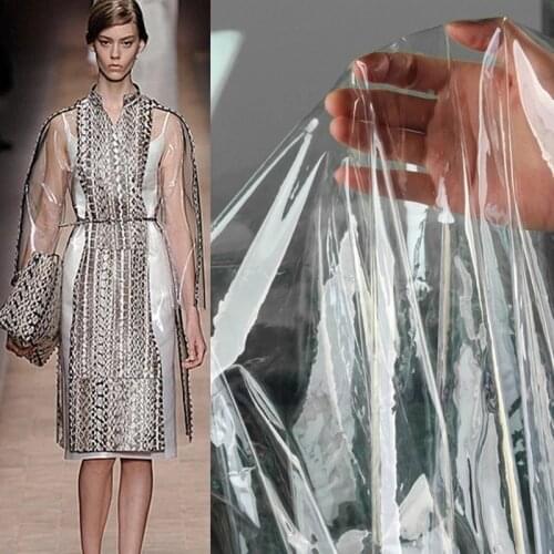 0.2mm TPU Fabric Transparent PVC Waterproof DIY See-through Clothes Raincoat Crystal Wrapped Bags Decor Plastic Designer Fabric