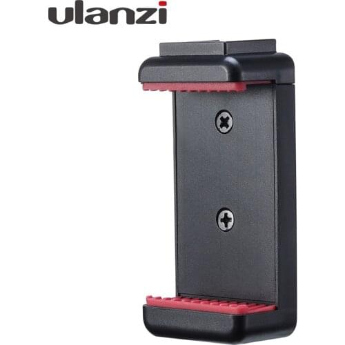 Ulanzi ST-07 Adjustable Phone Holder Vlog Phone Clip with 1/4in Screw Holes Extending Cold Shoe for Tripod LED Light Microphone