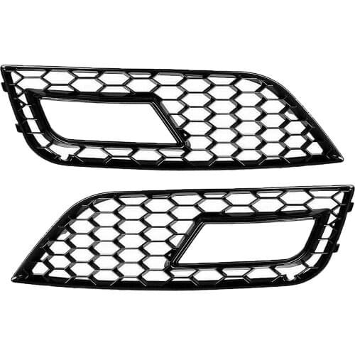 2 Pieces Glossy Black Front Fog Light Grilles for Audi A4 B8.5 2013-2016