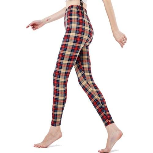 INDJXND Sexy Legging for Woman Causal Fitness Fashion Plaid Print Workout Leggins Sporting High Wast Elasticity Polyester Pants