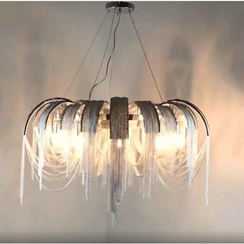 Modern Chain Chandelier For Living Room Bedroom Led Home Decor Lamp Luxury Silver/Gold Indoor Lighting Round Light Fixture Hang