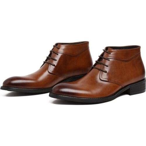 Wedding Brogue High Top Booties Chunky Full Grain Leather Wingtip Designer Shoes Men Quality Dress Ankle Pointed Toe Boots