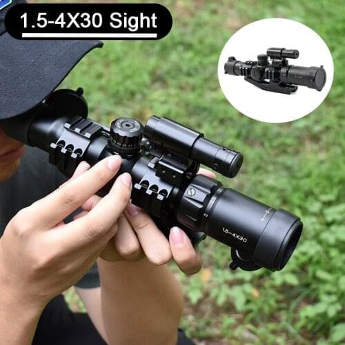 1.5-4x30 Scope Tactical Rifle Scope with Guide Rail Outdoor Hunting Weapon Accessories Slingshot Equipment Assisted Aiming