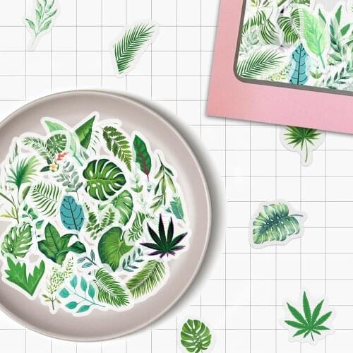 VANMAXX 40 PCS Leaves Cute Washi Stickers Waterproof Decal for Scarpbook Diary Stationery Album Kids Girls Sticker
