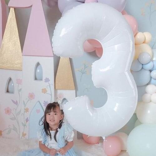 32inch White Number Balloon 14 15 Years Birthday Party Decoration Kids Foil Balloons Digital Globos Baby Shower Wedding Supplies