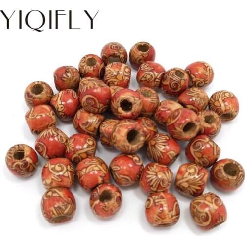 YIQIFLY Free Shipping 100pcs Wholesale Fashion Large Hole Wooden Beads fit Eurpean Bracelet and Necklace Jewelry DIY