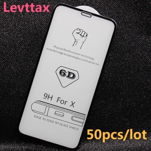 50Pcs 6D 9H Screen Protector For iPhone 12 11 Pro Max XS Anti-Scratch Film Curved Tempered Glass For iphone XR X 8 7 Plus 6 6S