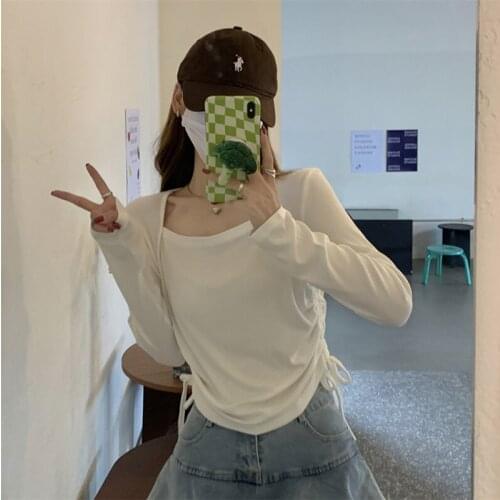 Chic retro casual solid color lazy Tshirt