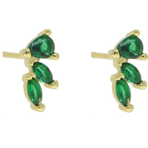 Pure 925 Sterling Silver CZ Pendientes Micro Pave Green Zircon Earrings Stud Earring For Women Birthday Party Gift Jewerly