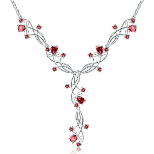 Gems Ballet 8.08ct Natural Red Garnet Gemstone Necklaces For Women Wedding 925 Sterling Silver Romantic Necklace Fine Jewelry