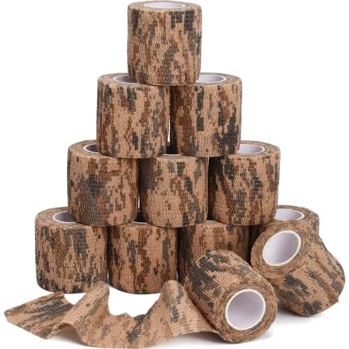 12 PackCamouflage Tape Camo Wrap Tape Self-Adhesive Wrap Stretch Form Bandage for Camping/Hunting/Flashlights/Bicycle