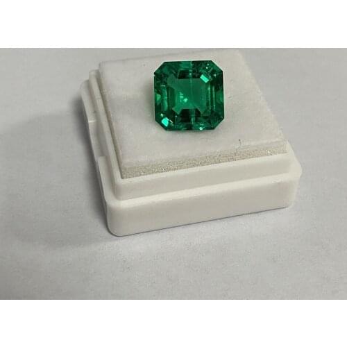 8x8MM 2 Carats Lab Created Columbian Emerald GRC Stone Asscher Cut Green Color Loose Gemstones