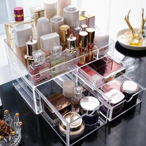 Acrylic Multifunction Makeup Organizer Clear Jewelry Storage Box Lipstick Collection Case Cosmetic Dust-proof Storage Box