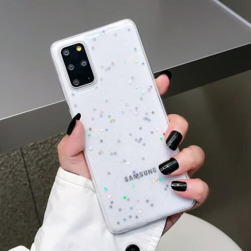 LOVECOM Bling Glitter Stars Phone Case For Samsung S21 Plus A52 A72 A51 A50 A71 S20 S10 S9 S8 Plus Note 20 10 8 Soft Clear Cover