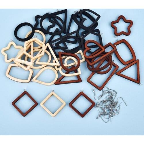 12pcs Open Bezel Frame Wood Pendant For Resin Epoxy UV DIY Jewelry Making Pressed Flower Jewelry Findings