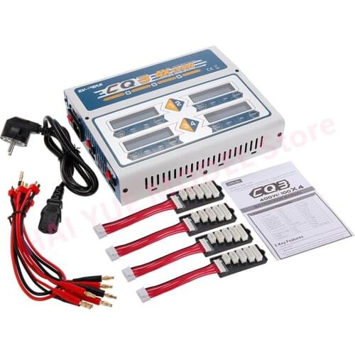 EV-PEAK CQ3 100Wx4 10A 1-6S Balance Charger with JST_XH Adapter Board for LiPo LiFe NiMH NiCd Battery