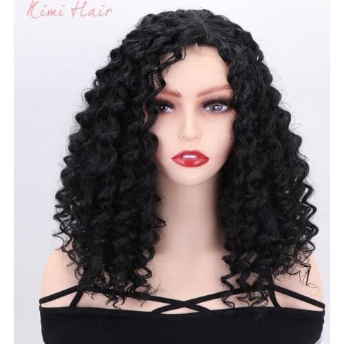 Kimi Hair Short Afro Kinky Curly Lace Synthetic Ombre Brown Wigs for Black Women High Temperature Hair