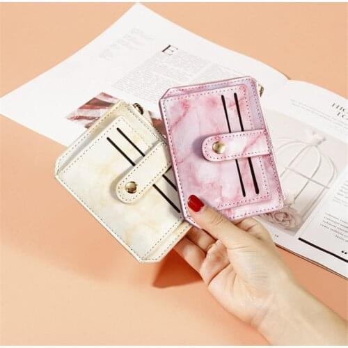 5-Colour Women Thin Business ID Credit Card Holder Zipper Marble Pattern Creative Slim Wallets Coin Purses Cash Pocket Case