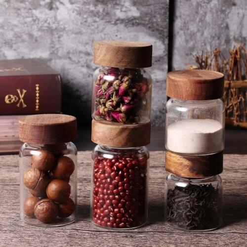Kitchen Glass Storage Jars Bottle for Spices Glass Transparent Food Containers Dry Fruits Storage Box Tea Coffee Beans Organizer