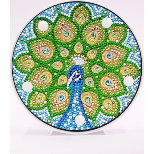 Peacock modeling lamp, Diamond painting LED decoration lamp, special-shaped rhinestone full diamond mosaic diamond painting lamp
