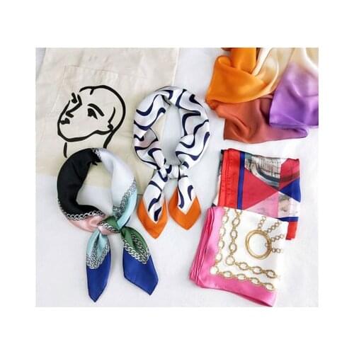 70*70cm Gradient Color Small Square Scarf Womens Thin Scarf All-match Scarf Korean-Style Decorative Neckerchief