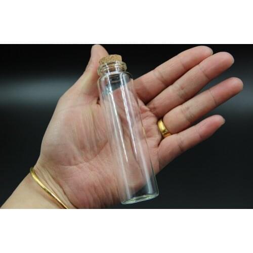 50pcs 30*110mm Vase Tiny Glass Bottle Jewelry Vial Potion Tie Plug Glass & Wooden Box Wishing Gift Jewelry Storage Box Organize