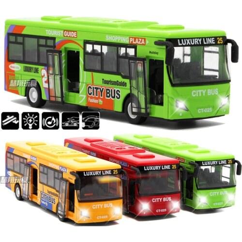 1:32 alloy car model high simulation city bus metal diecasts toy vehicles pull back flashing musical free shipping